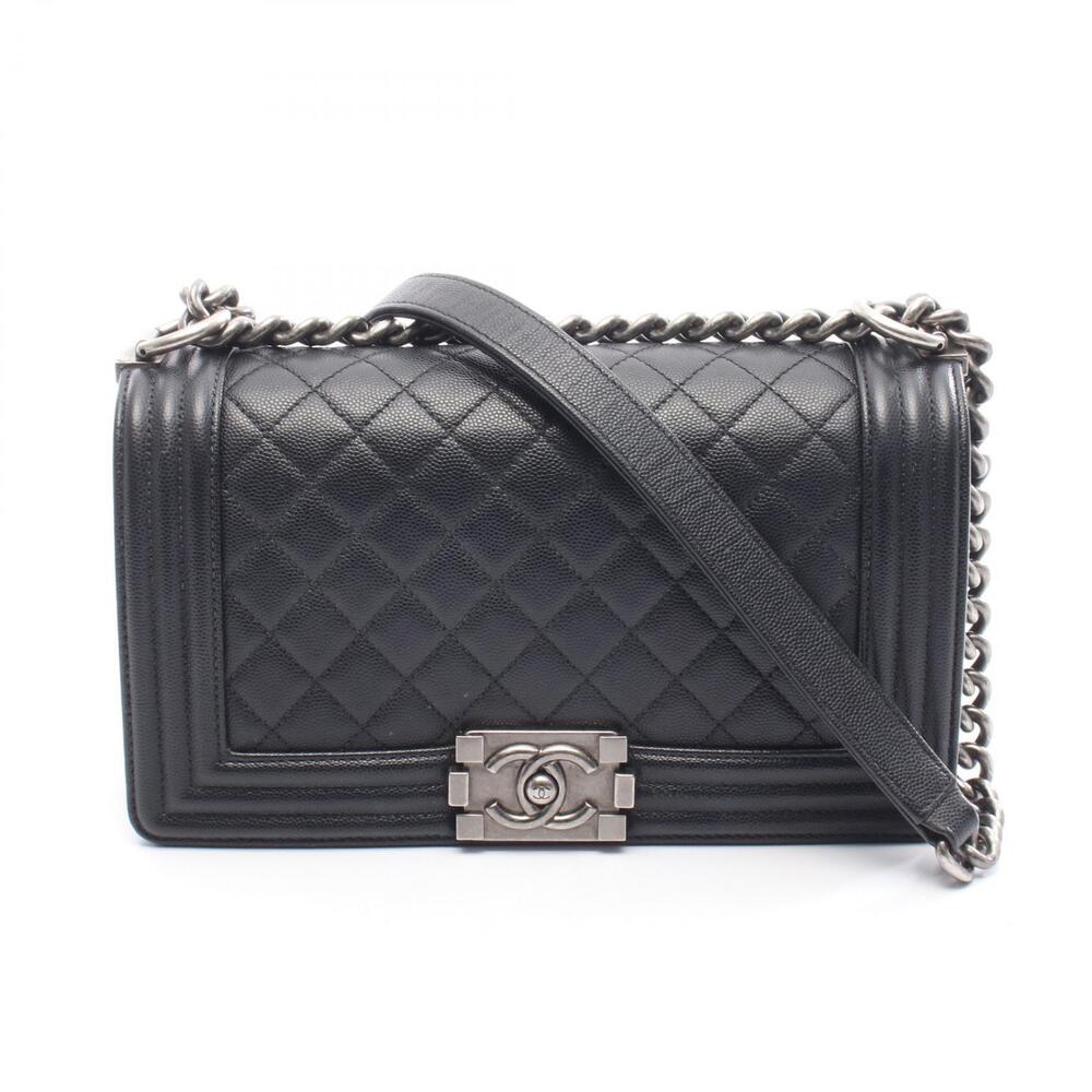Chanel Boy Shoulder Bag Caviar Leather Grained Calfskin Black